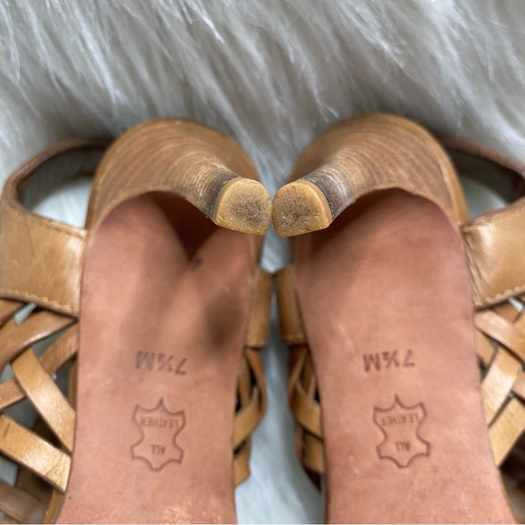 Tory Burch Boho Leather Woven Heels Size 7.5 - Picture 5 of 10